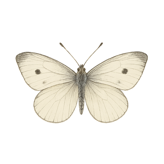 A hand-drawn, tranquil graphic of cabbage white butterfly – a t-shirt design