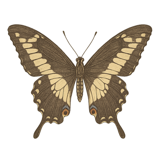 A hand-drawn, tranquil graphic of giant swallowtail butterfly – a t-shirt design
