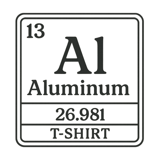 A line art, nostalgic graphic of aluminum's entry on the periodic table, use a dark color for the lines and text – a t-shirt design