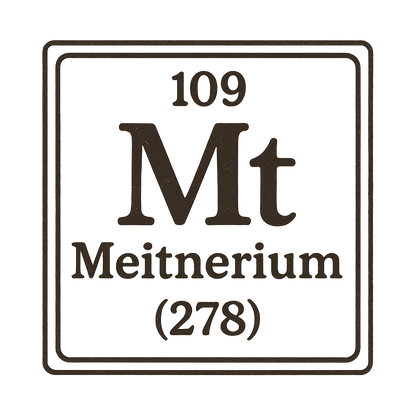 A line art, nostalgic graphic of meitnerium's entry on the periodic table, use a dark color for the lines and text – a t-shirt design