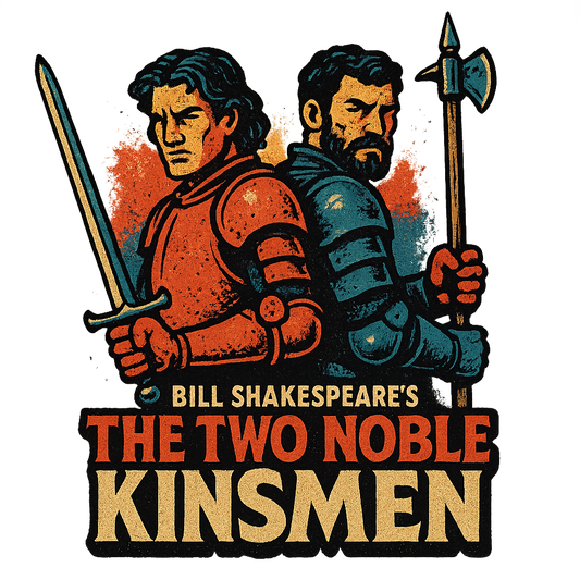A retro, edgy graphic of a visual representation of a key theme and character from william shakespeare's the two noble kinsmen – a t-shirt design