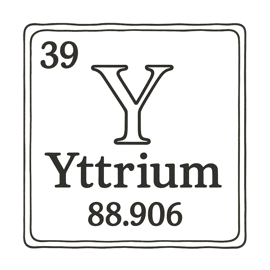 A line art, nostalgic graphic of yttrium's entry on the periodic table, use a dark color for the lines and text – a t-shirt design