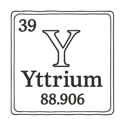 A line art, nostalgic graphic of yttrium's entry on the periodic table, use a dark color for the lines and text – a t-shirt design