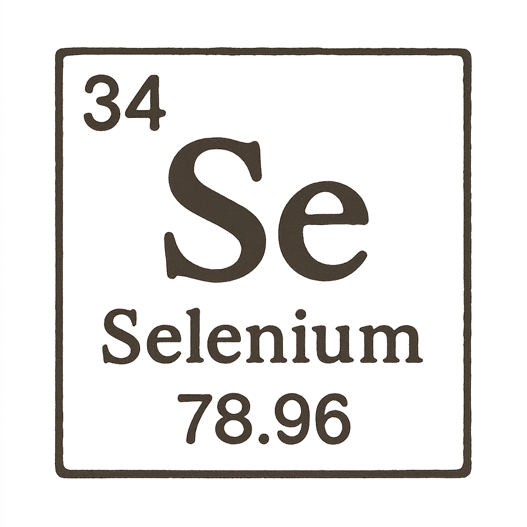 A line art, nostalgic graphic of selenium's entry on the periodic table, use a dark color for the lines and text – a t-shirt design