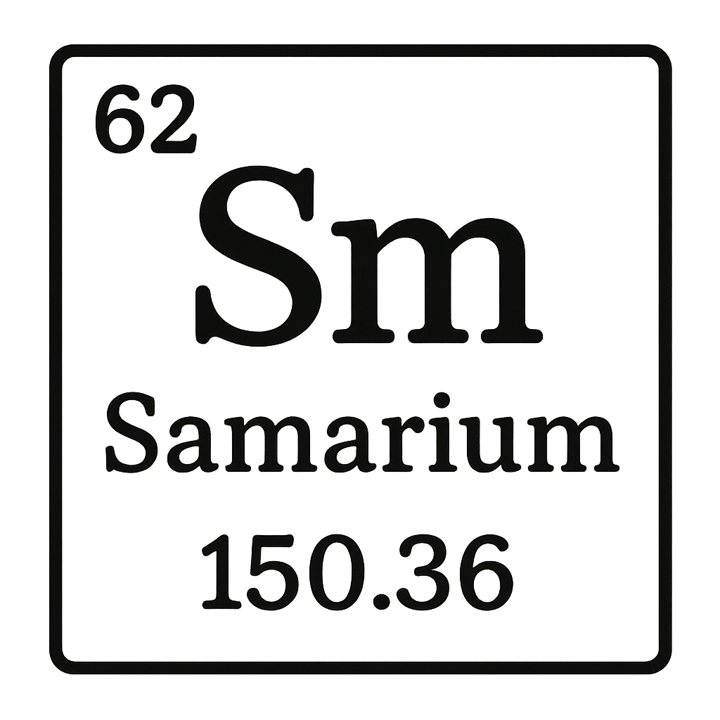 A line art, nostalgic graphic of samarium's entry on the periodic table, use a dark color for the lines and text – a t-shirt design