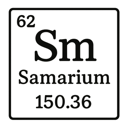 A line art, nostalgic graphic of samarium's entry on the periodic table, use a dark color for the lines and text – a t-shirt design