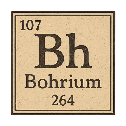 A line art, nostalgic graphic of bohrium's entry on the periodic table, use a dark color for the lines and text – a t-shirt design