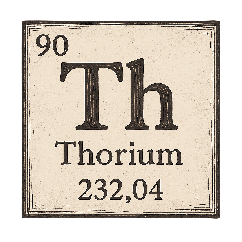 A line art, nostalgic graphic of thorium's entry on the periodic table, use a dark color for the lines and text – a t-shirt design
