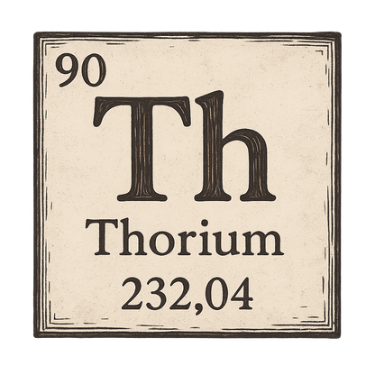 A line art, nostalgic graphic of thorium's entry on the periodic table, use a dark color for the lines and text – a t-shirt design
