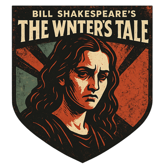 A retro, edgy graphic of a visual representation of a key theme and character from william shakespeare's the winter's tale – a t-shirt design
