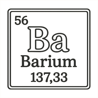 A line art, nostalgic graphic of barium's entry on the periodic table, use a dark color for the lines and text – a t-shirt design