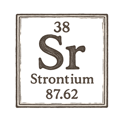 A line art, nostalgic graphic of strontium's entry on the periodic table, use a dark color for the lines and text – a t-shirt design