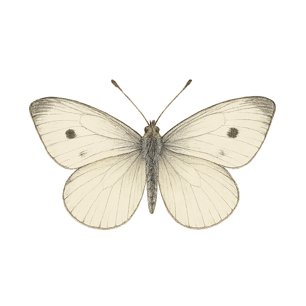 A hand-drawn, tranquil graphic of cabbage white butterfly – a t-shirt design