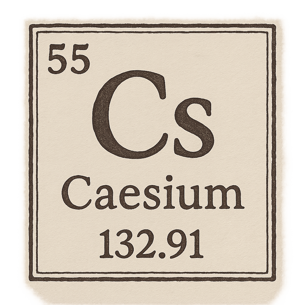 A line art, nostalgic graphic of caesium's entry on the periodic table, use a dark color for the lines and text – a t-shirt design