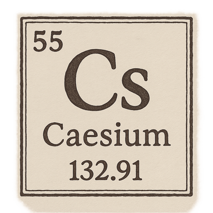 A line art, nostalgic graphic of caesium's entry on the periodic table, use a dark color for the lines and text – a t-shirt design