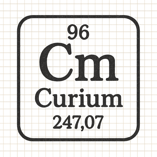 A line art, nostalgic graphic of curium's entry on the periodic table, use a dark color for the lines and text – a t-shirt design