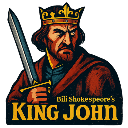 A retro, edgy graphic of a visual representation of a key theme and character from william shakespeare's king john – a t-shirt design