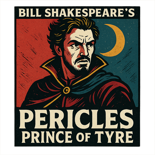 A retro, edgy graphic of a visual representation of a key theme and character from william shakespeare's pericles, prince of tyre – a t-shirt design