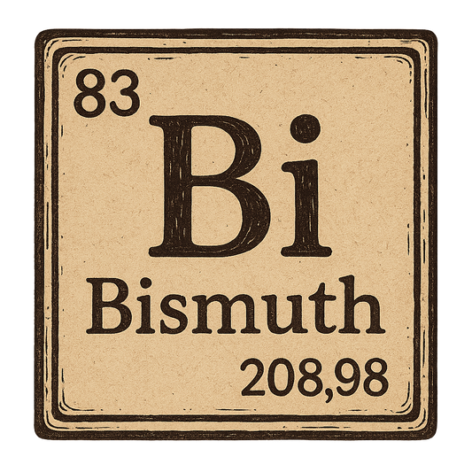A line art, nostalgic graphic of bismuth's entry on the periodic table, use a dark color for the lines and text – a t-shirt design