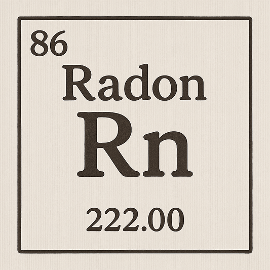 A line art, nostalgic graphic of radon's entry on the periodic table, use a dark color for the lines and text – a t-shirt design