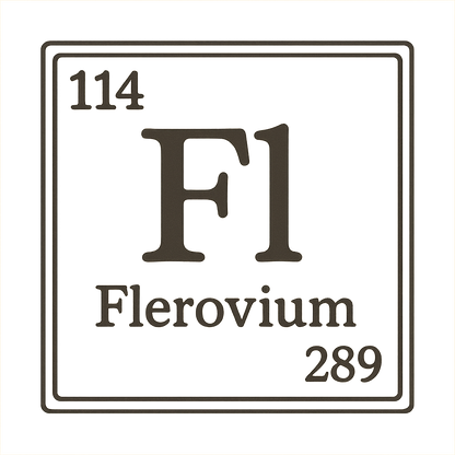 A line art, nostalgic graphic of flerovium's entry on the periodic table, use a dark color for the lines and text – a t-shirt design