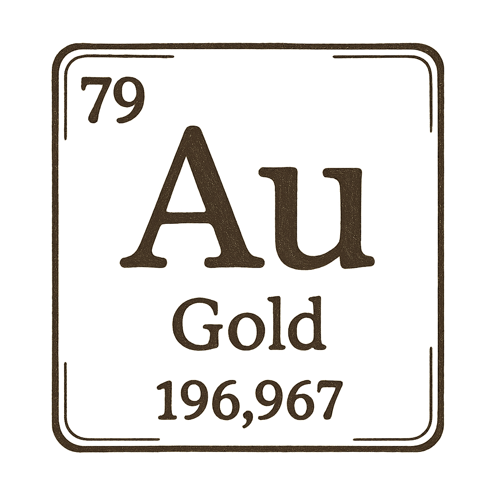 A line art, nostalgic graphic of gold's entry on the periodic table, use a dark color for the lines and text – a t-shirt design