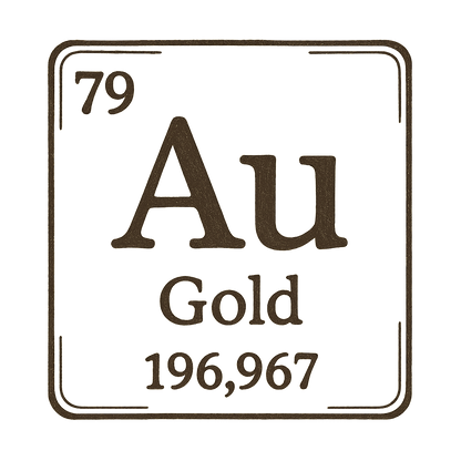 A line art, nostalgic graphic of gold's entry on the periodic table, use a dark color for the lines and text – a t-shirt design