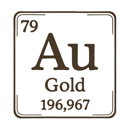 A line art, nostalgic graphic of gold's entry on the periodic table, use a dark color for the lines and text – a t-shirt design