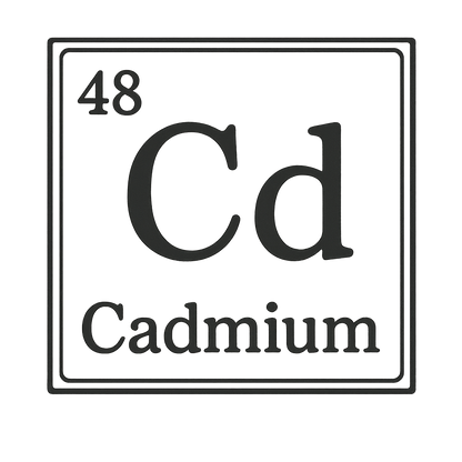 A line art, nostalgic graphic of cadmium's entry on the periodic table, use a dark color for the lines and text – a t-shirt design