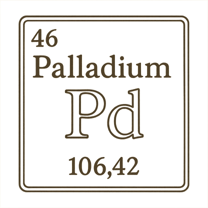 A line art, nostalgic graphic of palladium's entry on the periodic table, use a dark color for the lines and text – a t-shirt design