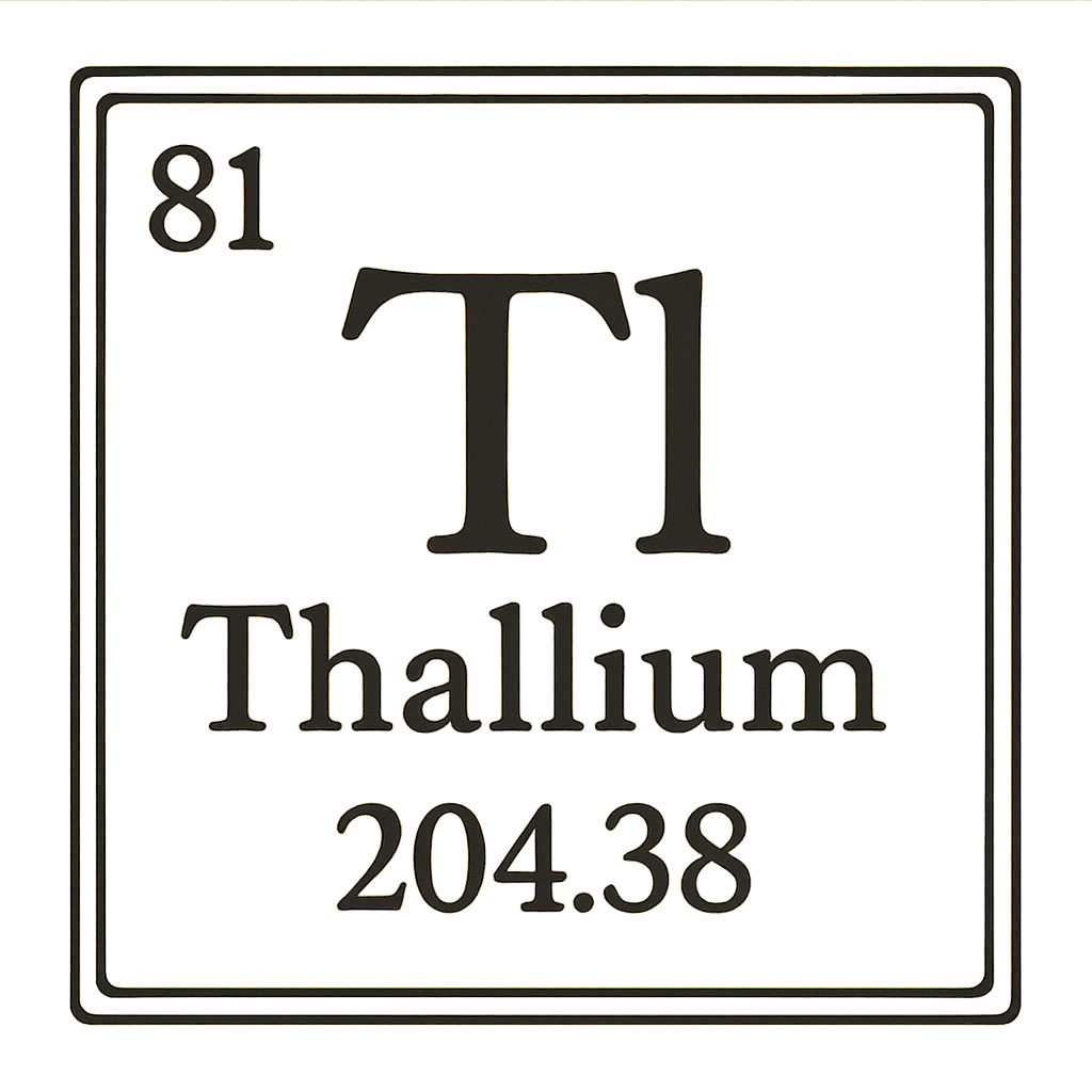 A line art, nostalgic graphic of thallium's entry on the periodic table, use a dark color for the lines and text – a t-shirt design