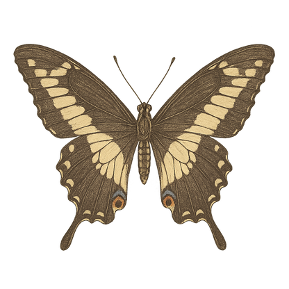 A hand-drawn, tranquil graphic of giant swallowtail butterfly – a t-shirt design