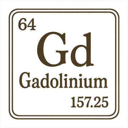 A line art, nostalgic graphic of gadolinium's entry on the periodic table, use a dark color for the lines and text – a t-shirt design