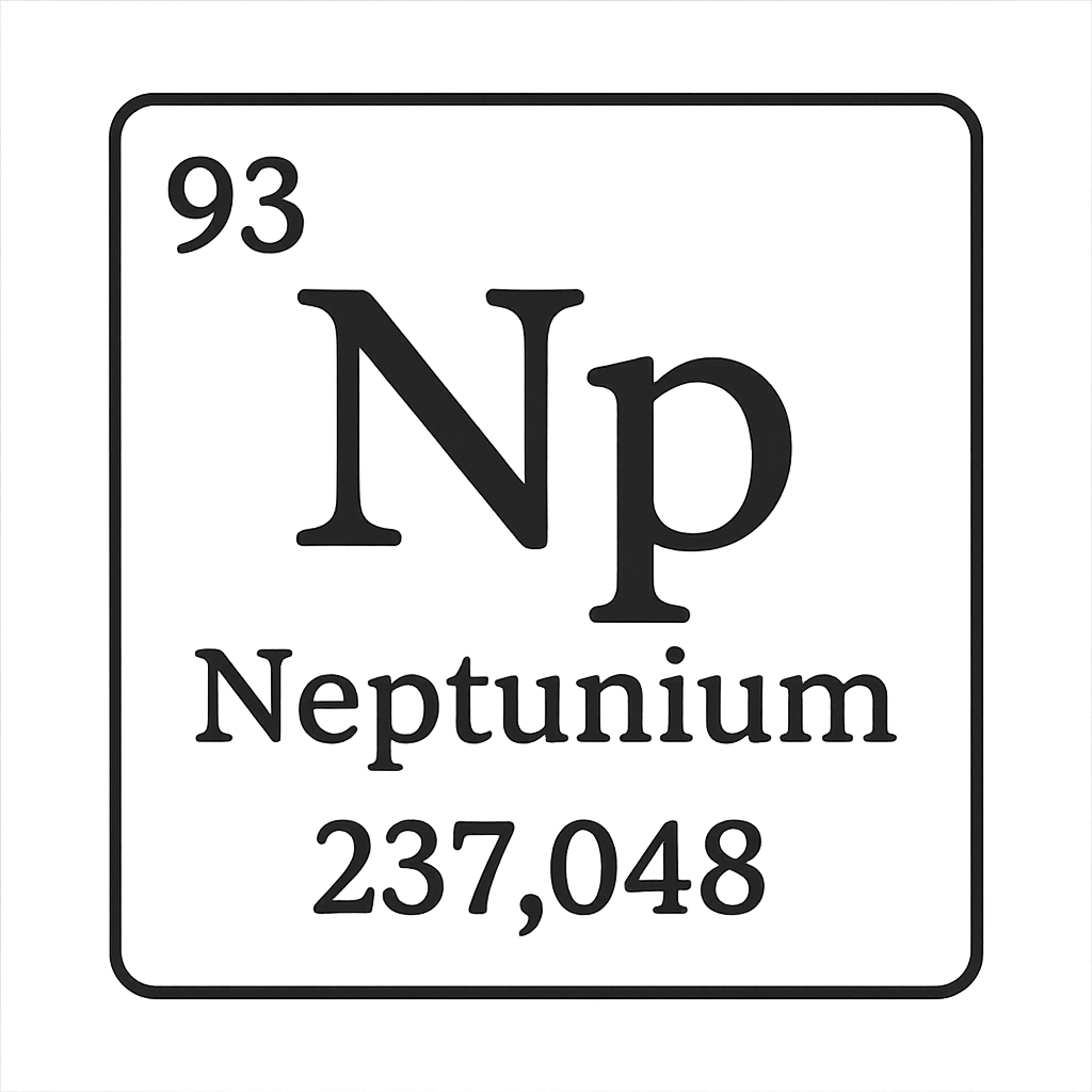 A line art, nostalgic graphic of neptunium's entry on the periodic table, use a dark color for the lines and text – a t-shirt design