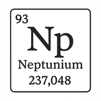 A line art, nostalgic graphic of neptunium's entry on the periodic table, use a dark color for the lines and text – a t-shirt design