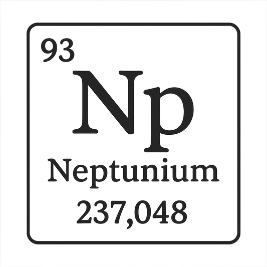 A line art, nostalgic graphic of neptunium's entry on the periodic table, use a dark color for the lines and text – a t-shirt design