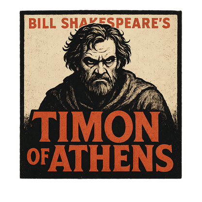A retro, edgy graphic of a visual representation of a key theme and character from william shakespeare's timon of athens – a t-shirt design