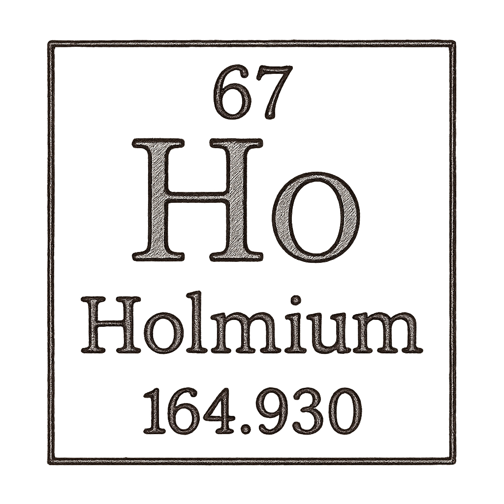 A line art, nostalgic graphic of holmium's entry on the periodic table, use a dark color for the lines and text – a t-shirt design