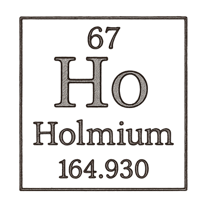 A line art, nostalgic graphic of holmium's entry on the periodic table, use a dark color for the lines and text – a t-shirt design