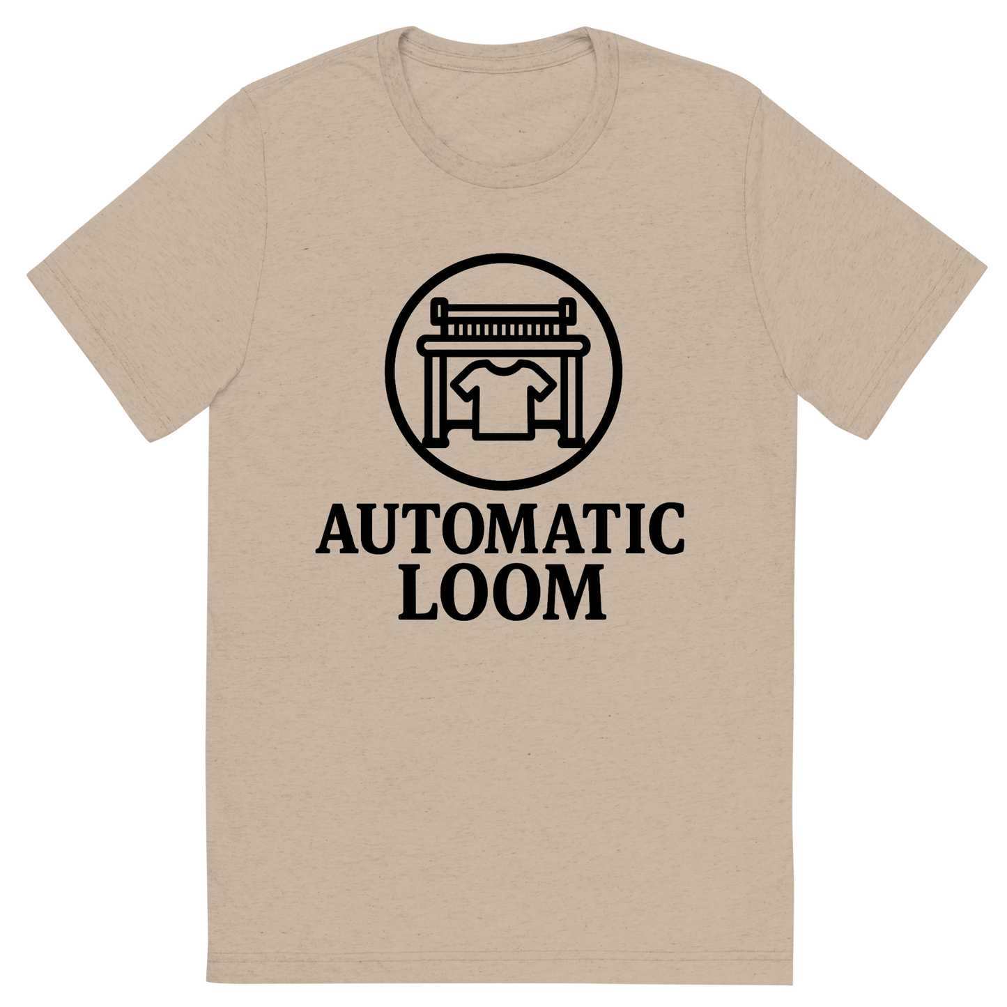 Front view of a Premium Tri-Blend Crew Neck T-Shirt in Tan showing 'A from the mind of graphic of an abstract concept'
