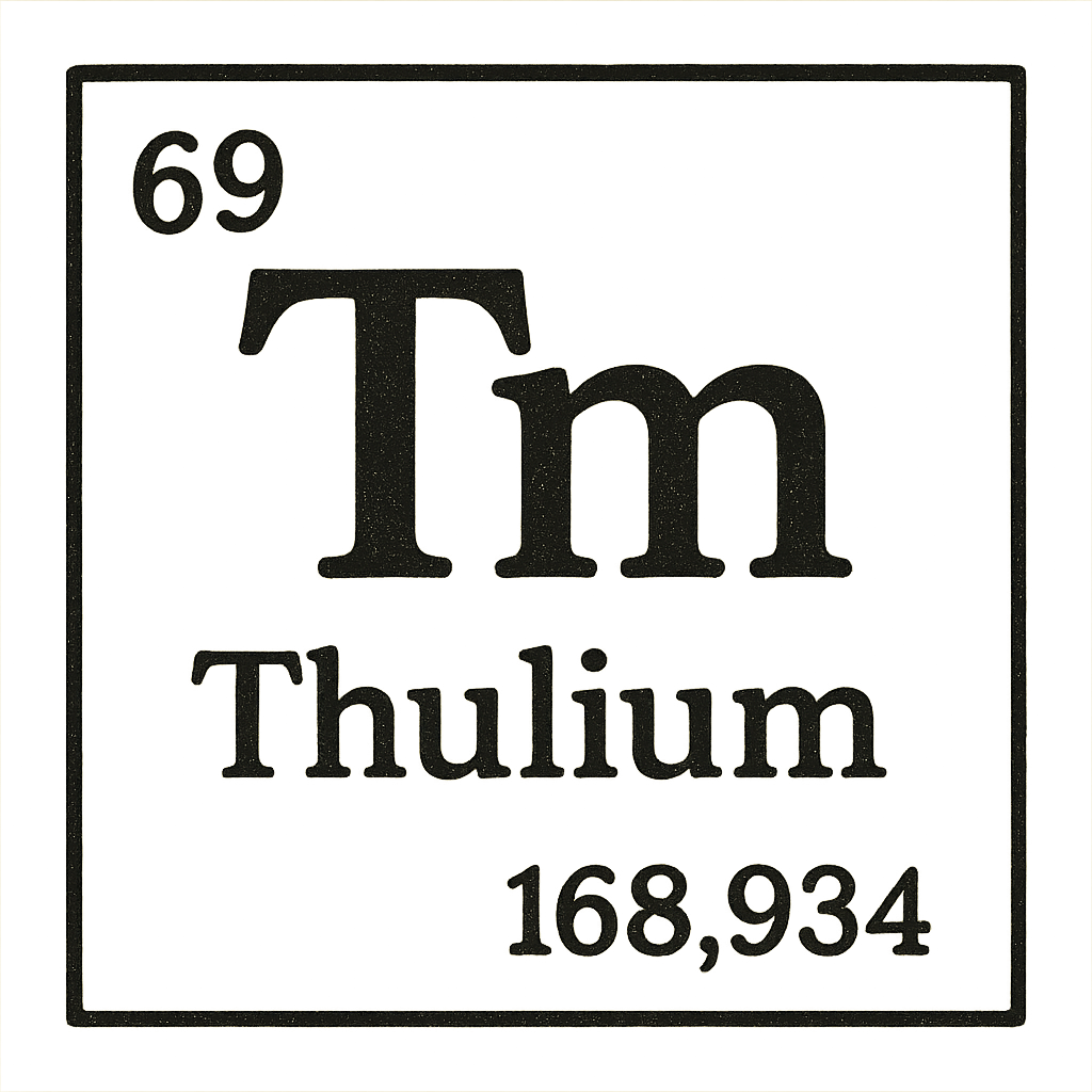 A line art, nostalgic graphic of thulium's entry on the periodic table, use a dark color for the lines and text – a t-shirt design