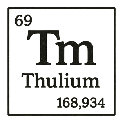 A line art, nostalgic graphic of thulium's entry on the periodic table, use a dark color for the lines and text – a t-shirt design