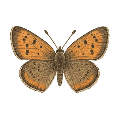 A hand-drawn, tranquil graphic of american copper butterfly – a t-shirt design
