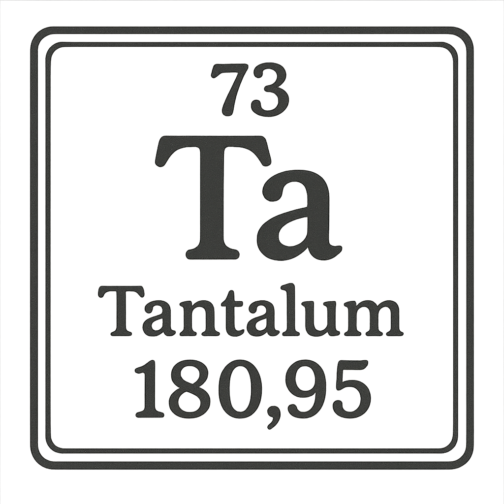 A line art, nostalgic graphic of tantalum's entry on the periodic table, use a dark color for the lines and text – a t-shirt design