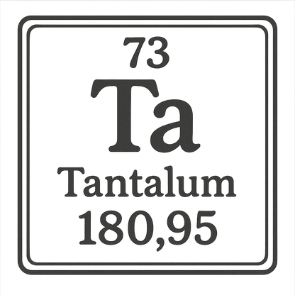 A line art, nostalgic graphic of tantalum's entry on the periodic table, use a dark color for the lines and text – a t-shirt design