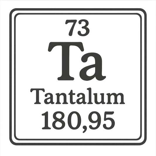 A line art, nostalgic graphic of tantalum's entry on the periodic table, use a dark color for the lines and text – a t-shirt design