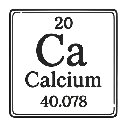 A line art, nostalgic graphic of calcium's entry on the periodic table, use a dark color for the lines and text – a t-shirt design