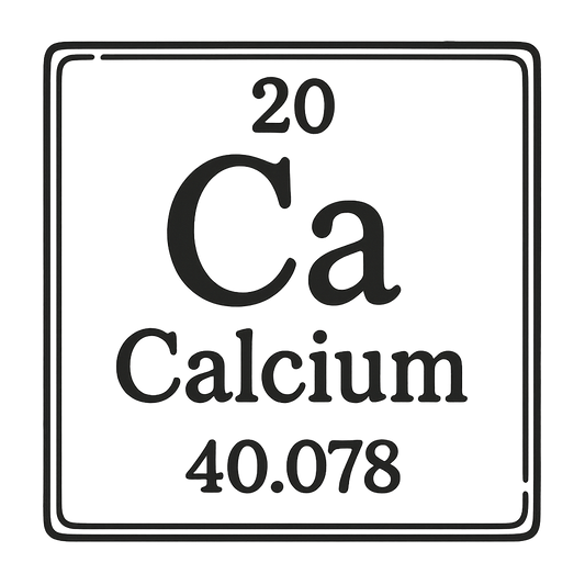 A line art, nostalgic graphic of calcium's entry on the periodic table, use a dark color for the lines and text – a t-shirt design