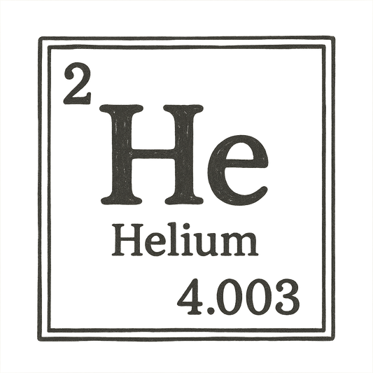 A line art, nostalgic graphic of helium's entry on the periodic table, use a dark color for the lines and text – a t-shirt design