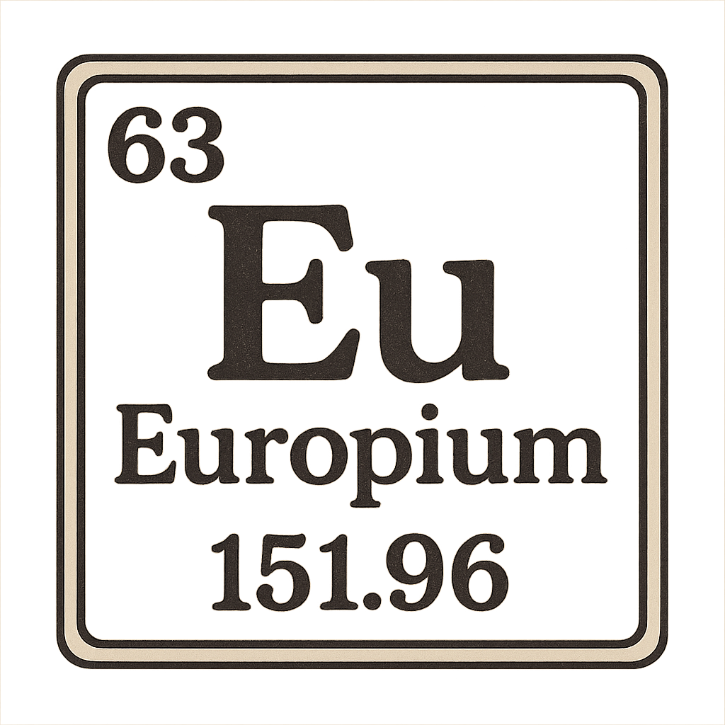 A line art, nostalgic graphic of europium's entry on the periodic table, use a dark color for the lines and text – a t-shirt design
